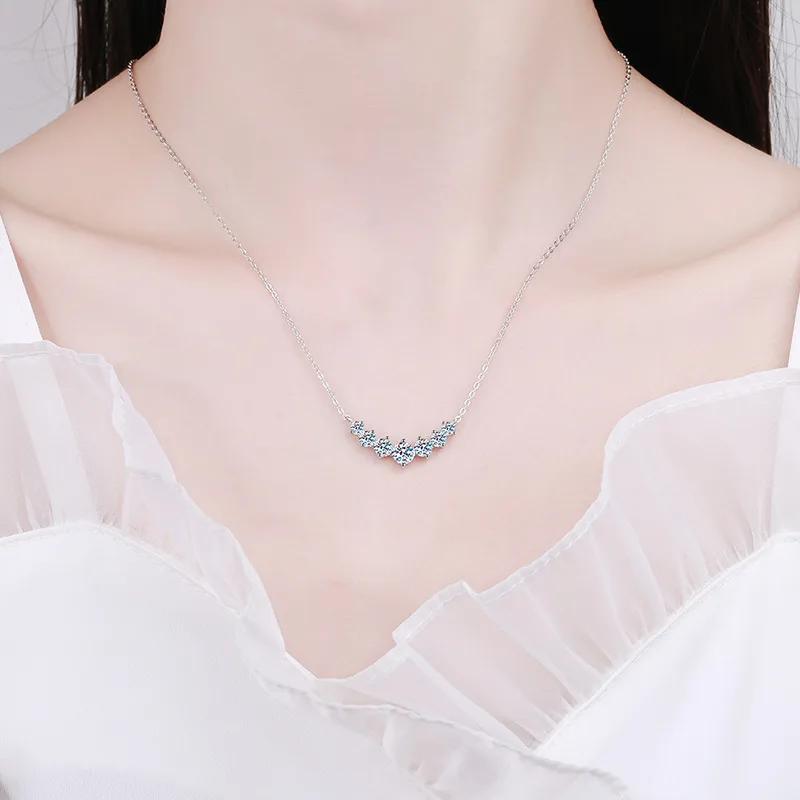 Collier Moissanite pour femme, bijoux fins de mariage avec certificats, plaqué argent Sterling 925, 
