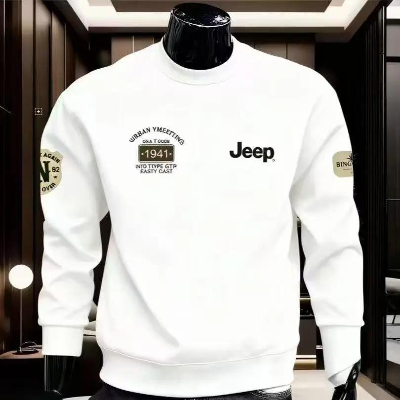 Sweat-shirt décontracté imprimé à manches longues et col rond en pur coton de la marque Jeep 2026, s