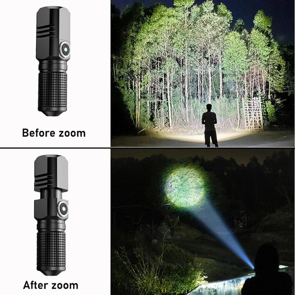 10000 Lumens Mini lampe de poche LED puissante XHP50 batterie intégrée 3 Modes Usb lampe de poche Re
