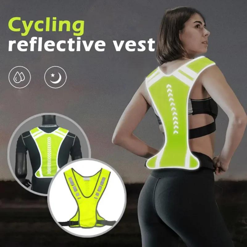 Sports de plein air tissu réfléchissant fournitures gilet élastique nuit course cyclisme réglable gi