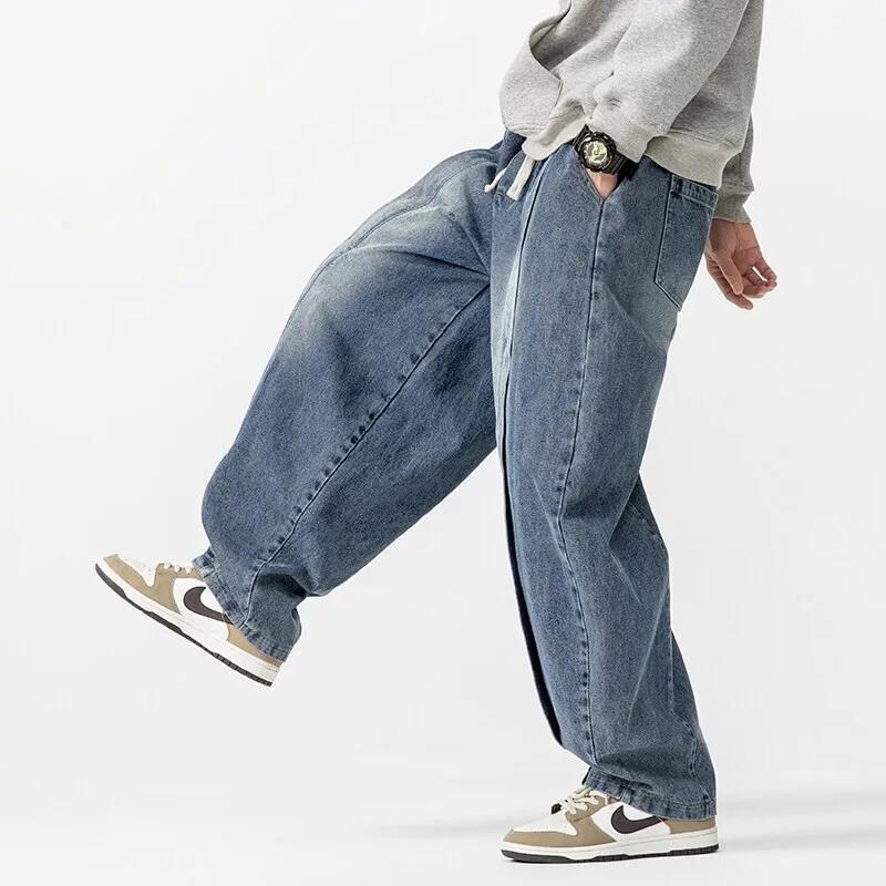 2025 nouveau sarouel Vintage hommes lâche Hip Hop Denim pantalon à jambes larges hommes droit surdim