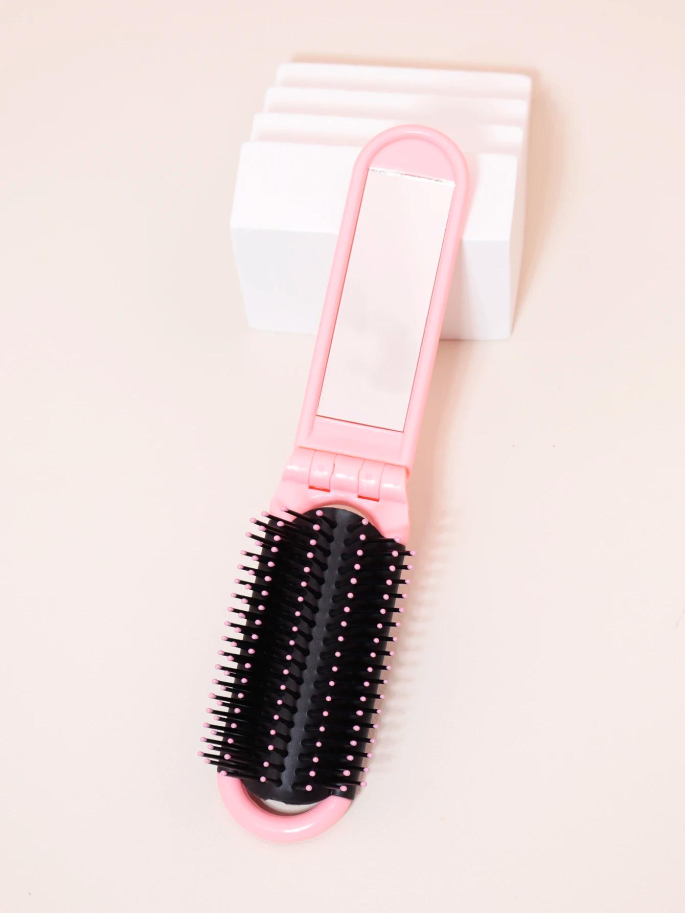 Mini miroir de massage antistatique pliable portable, peigne à cheveux pour fille de voyage avec mir