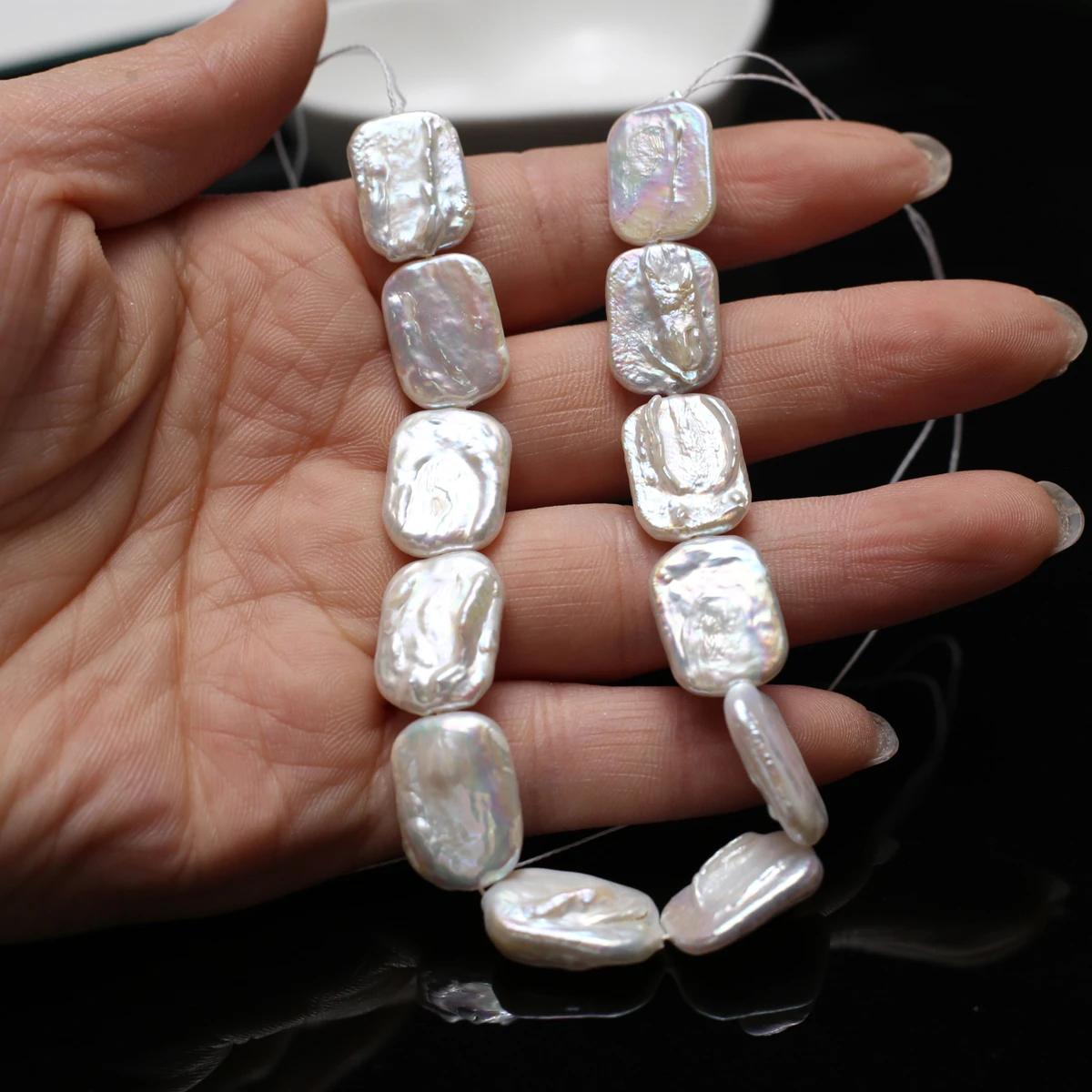 Perles rectangulaires 12x16mm, 18cm, fil de perles d'eau douce naturelles pour la fabrication de bij