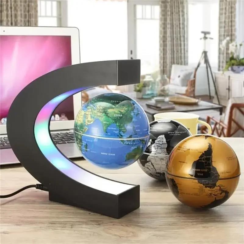 Globe Flottant Magnétique LED avec Carte du Monde, Lampe Électronique Antipassionnée, Boule Lumineus