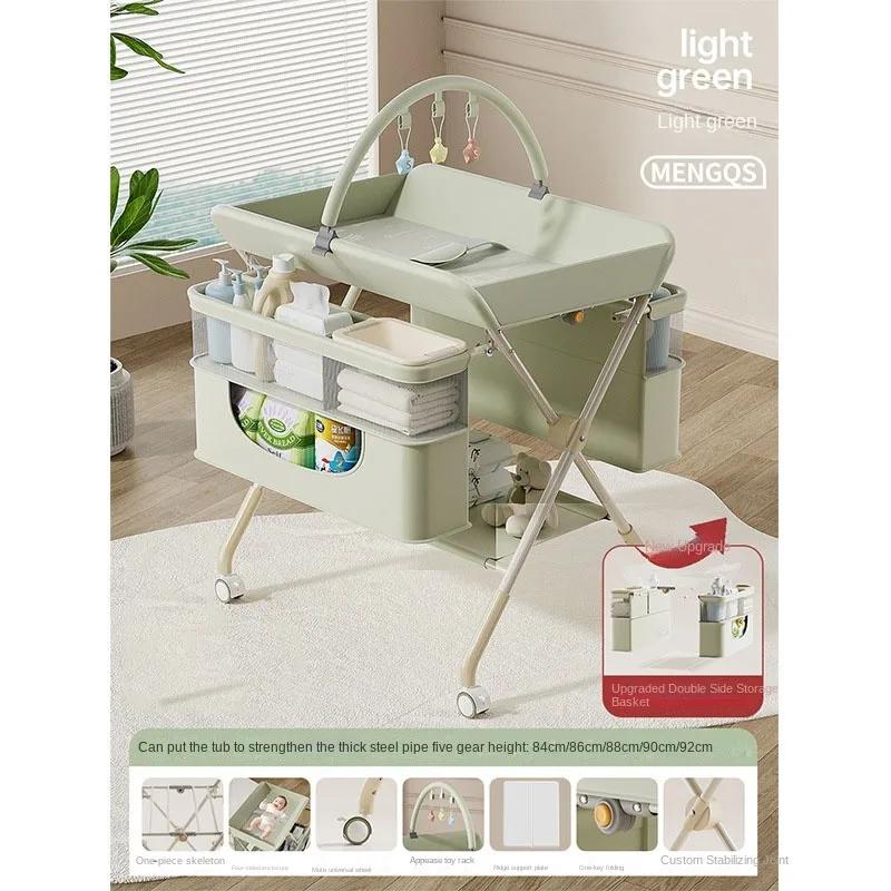 Table à langer pour bébé avec design multifonctionnel pliable, hauteur réglable, construction stable