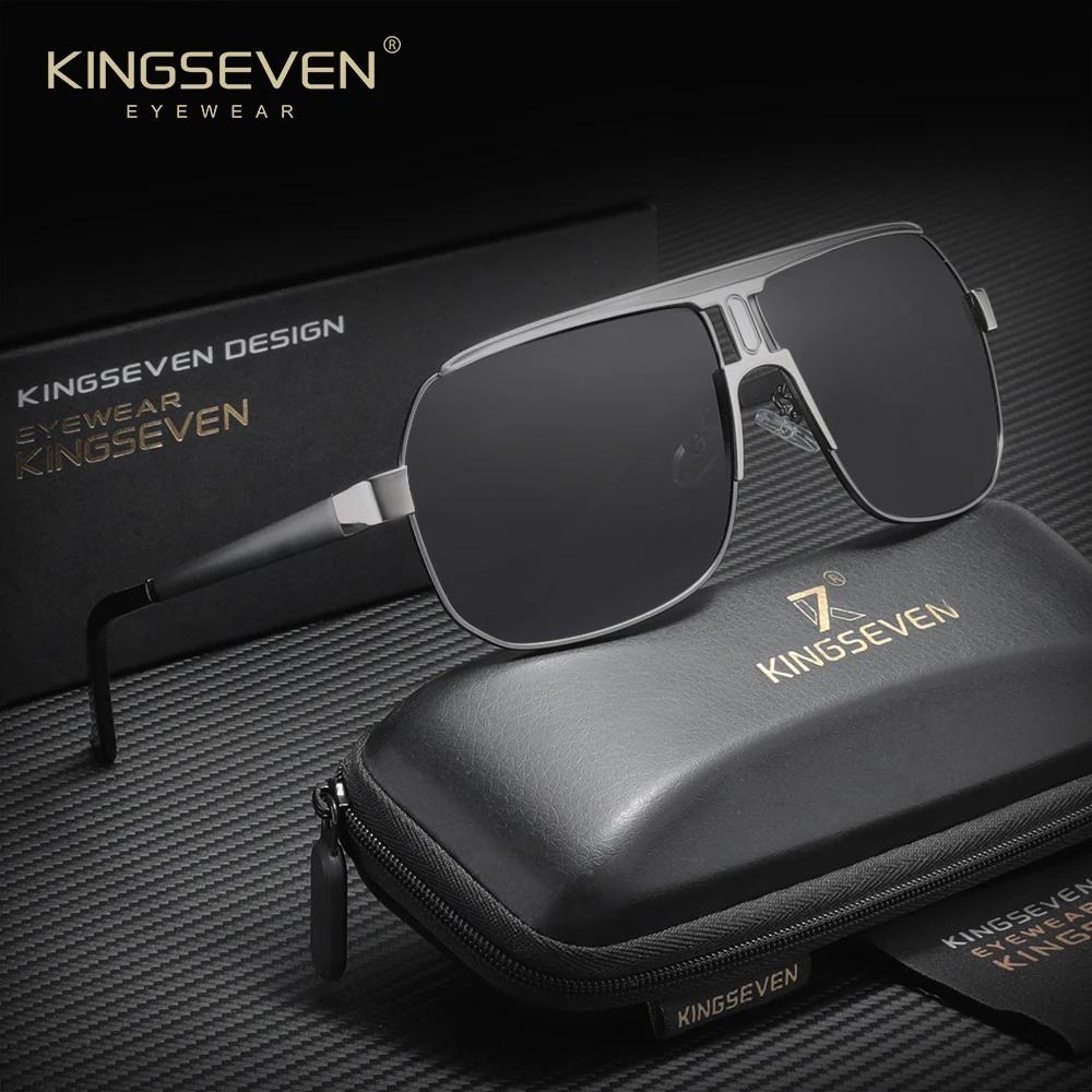 KINGSEVEN Lunettes de soleil de luxe modernes pour hommes et femmes, polarisées UV400, monture large