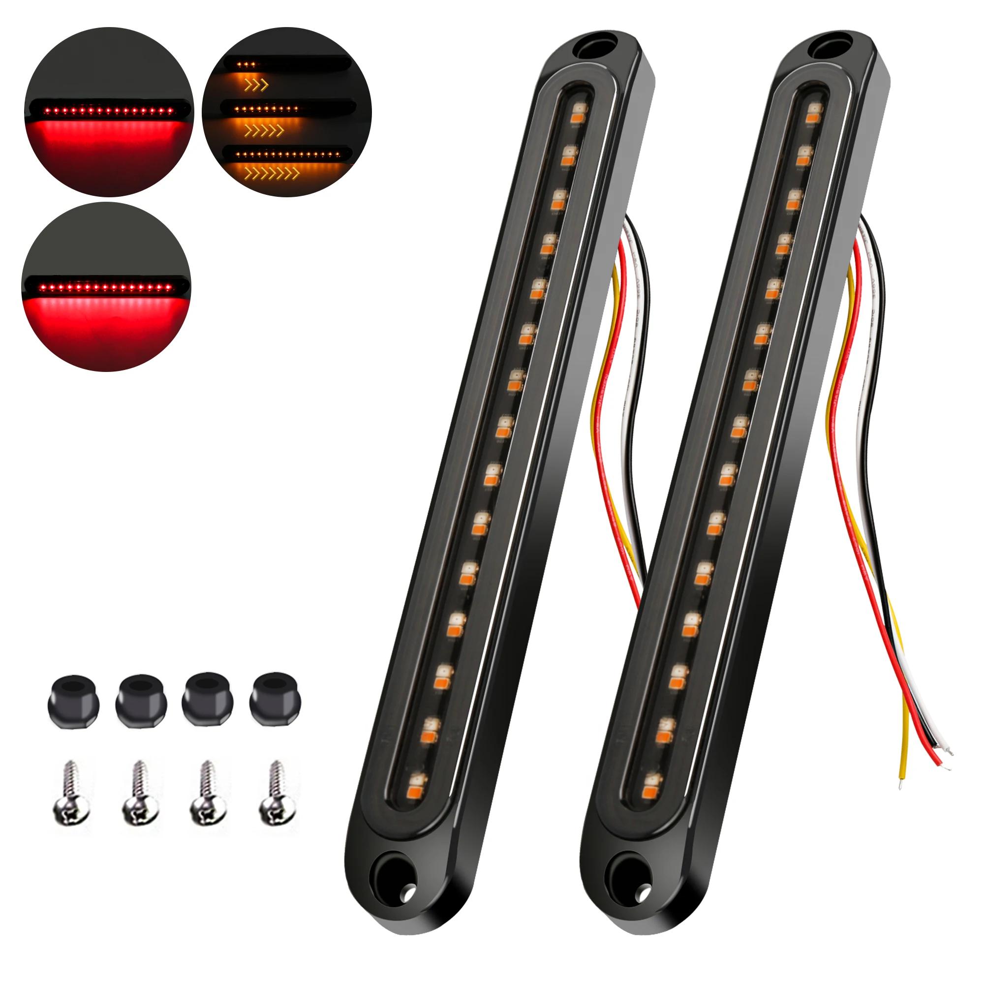Barre lumineuse arrière LED pour remorque, 10 pouces, 2 pièces, clignotant d'arrêt de frein, bande s