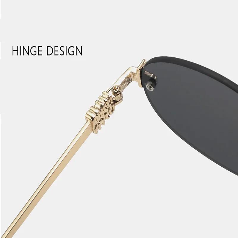 Lunettes de soleil ovales sans cadre, nouvelles lunettes de soleil rétro, tendance, Style Concave, H