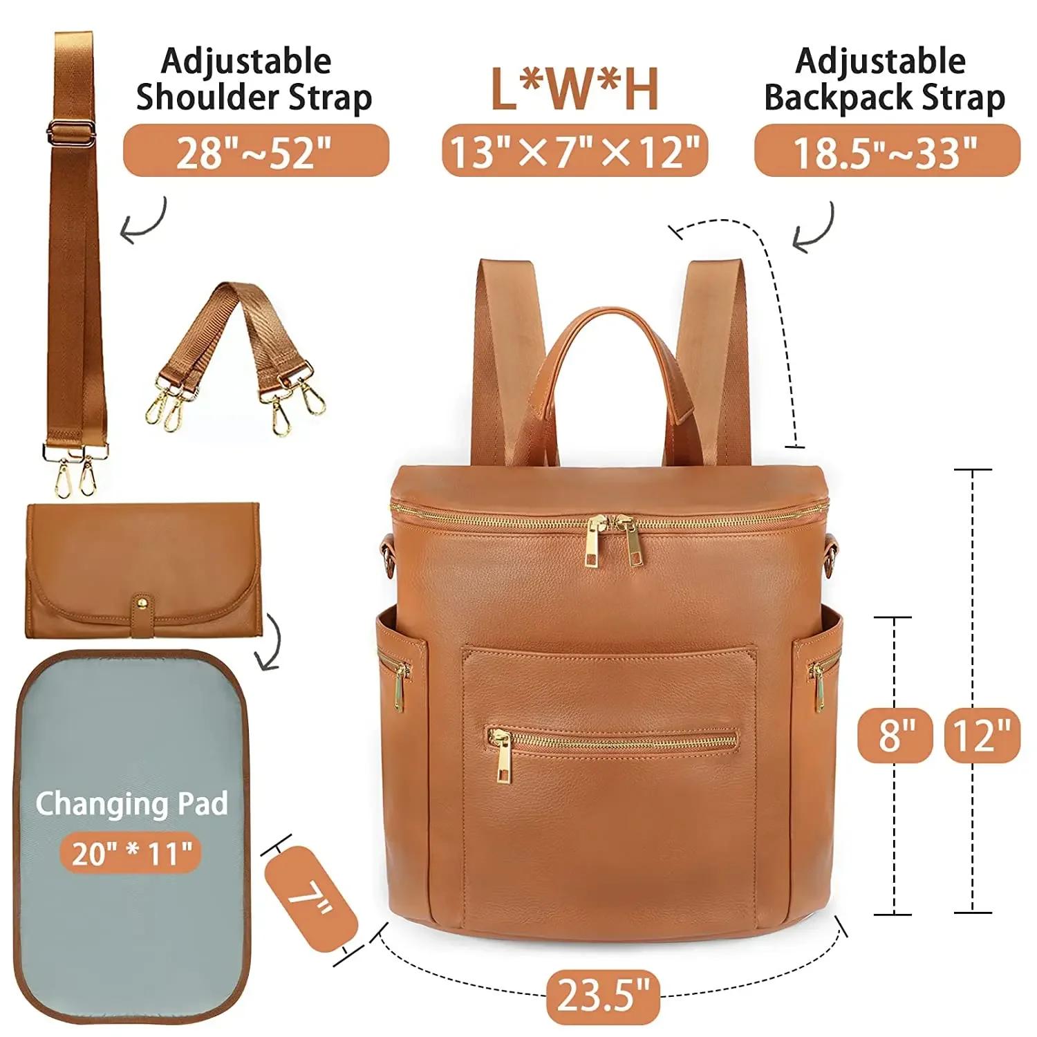 Sac à dos en cuir PU pour maman, sac à couches avec coussin proxy, sac à couches pour bébé, sac à do
