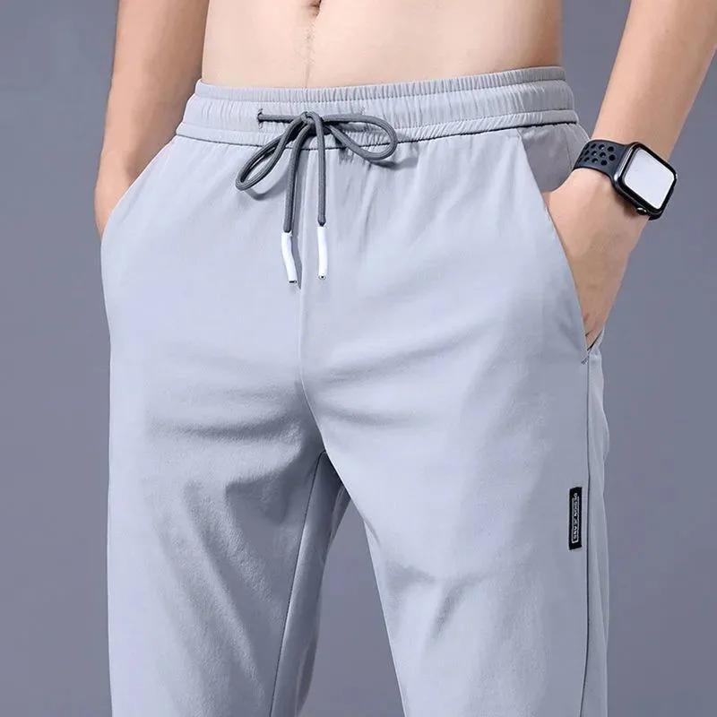 Pantalons pour hommes 2025 été nouveau noir gris mince affaires pantalons décontractés en plein air 