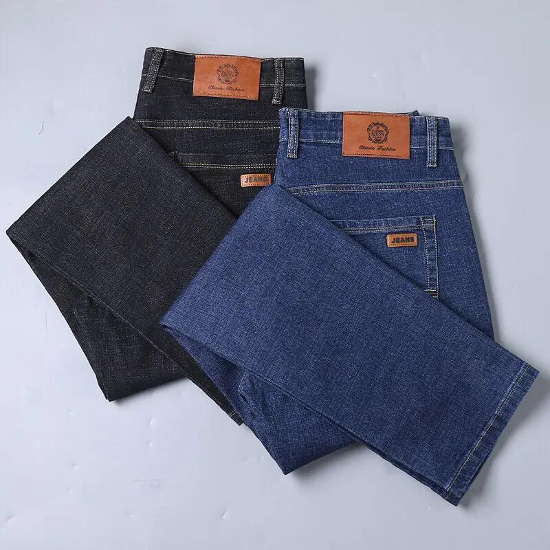 Hommes doux droit Denim pantalon 2025 automne classique affaires noir Biker jean salopette Masculino