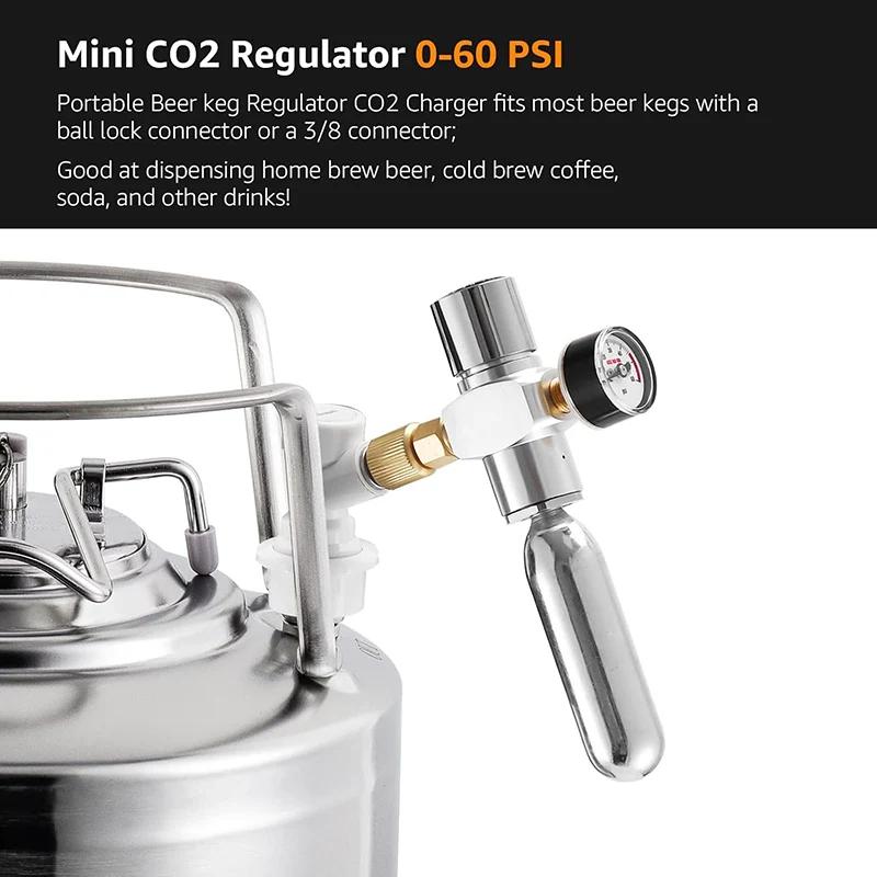 Chargeur de Co2 pour fût de bière, Mini régulateur de Co2 0-60PSI, distributeur de Co2 Portable avec