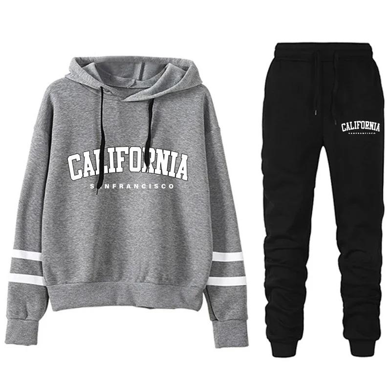 California Womens Survêtement Casual Stripe Polyvalent Sweat à capuche ou pantalon ou costume Simpli