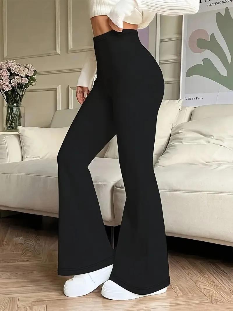 Pantalons de yoga évasés taille haute pour femmes, leggings noirs sexy, pantalons décontractés, bas 