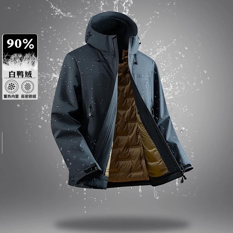 90% duvet de canard blanc hommes imperméable coupe-vent chaud doudoune 2025 veste d'hiver décontract