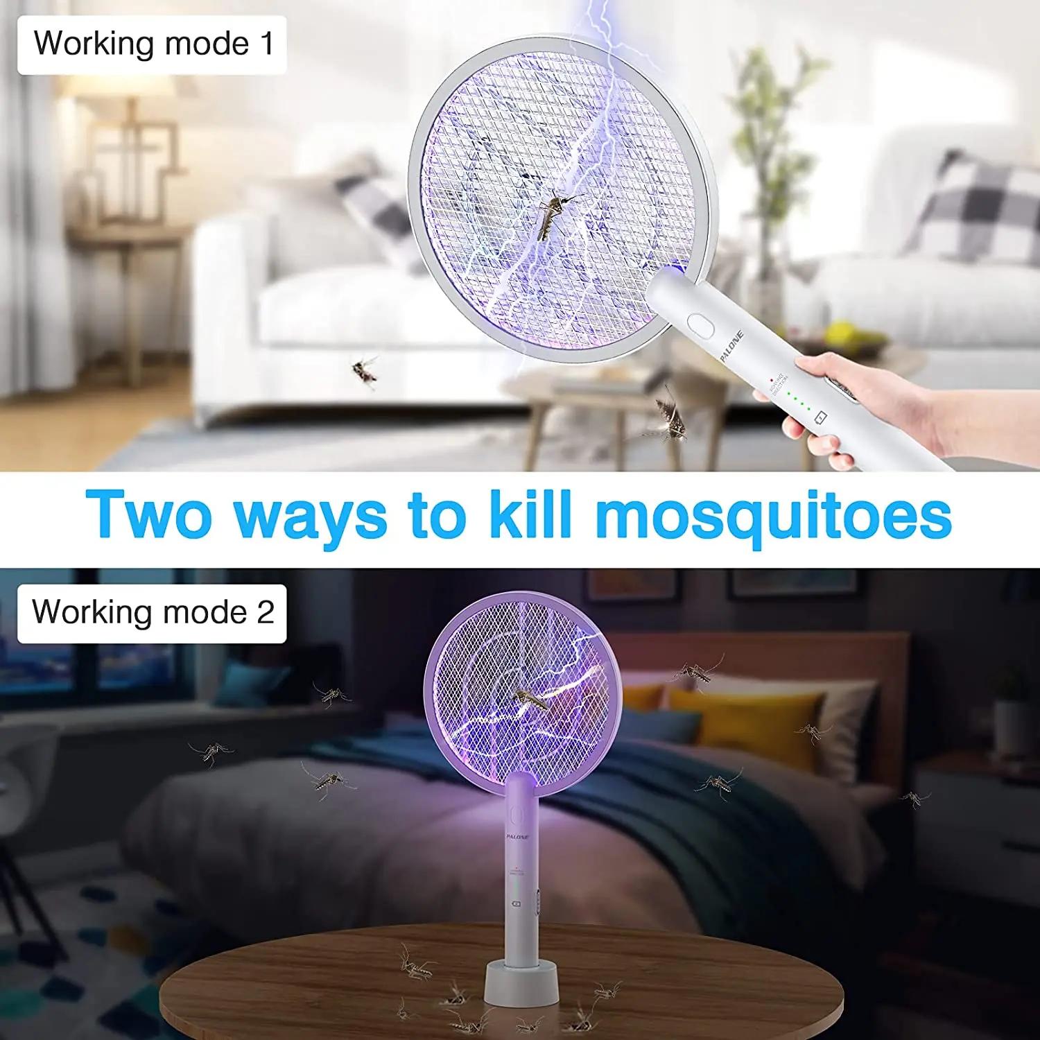 Lampe anti-moustiques électrique 2 en 1, Zapper avec batterie 1200mAh, charge USB avec maille de séc