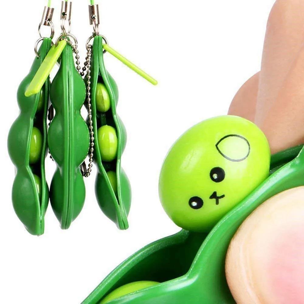 2-20 pièces Fidget jouet sac Portachiavi soulagement du stress Edamame jouet presser pois porte-clés