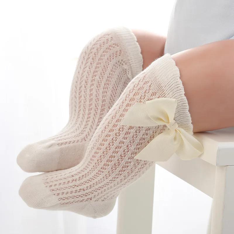 3 paires/lot été bébé filles chaussettes enfant en bas âge infantile nœud coton maille respirant cha