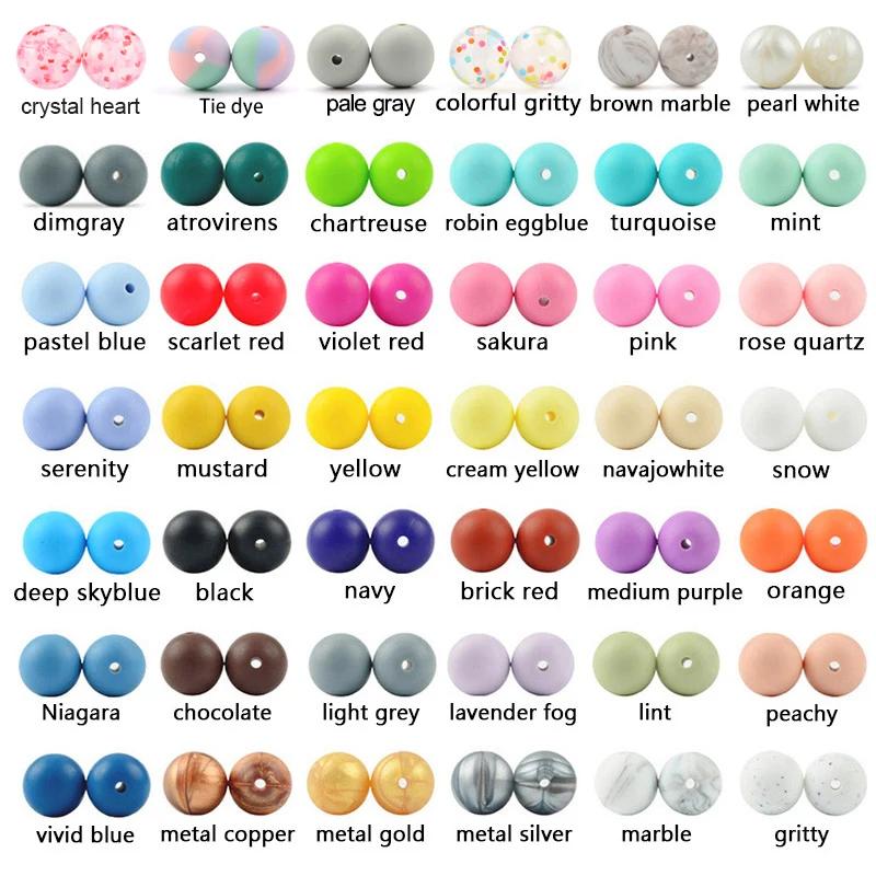 LOFCA – anneau de dentition en Silicone, 15mm, 20 pièces/lot, perles rondes de dentition pour bébé, 