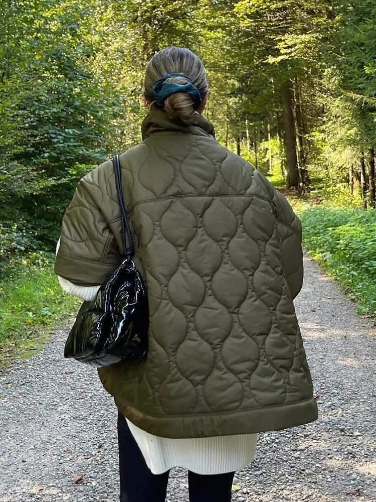 Manteau Argyle matelassé pour femme, veste imperméable, parkas rembourrées décontractées, manteau à 