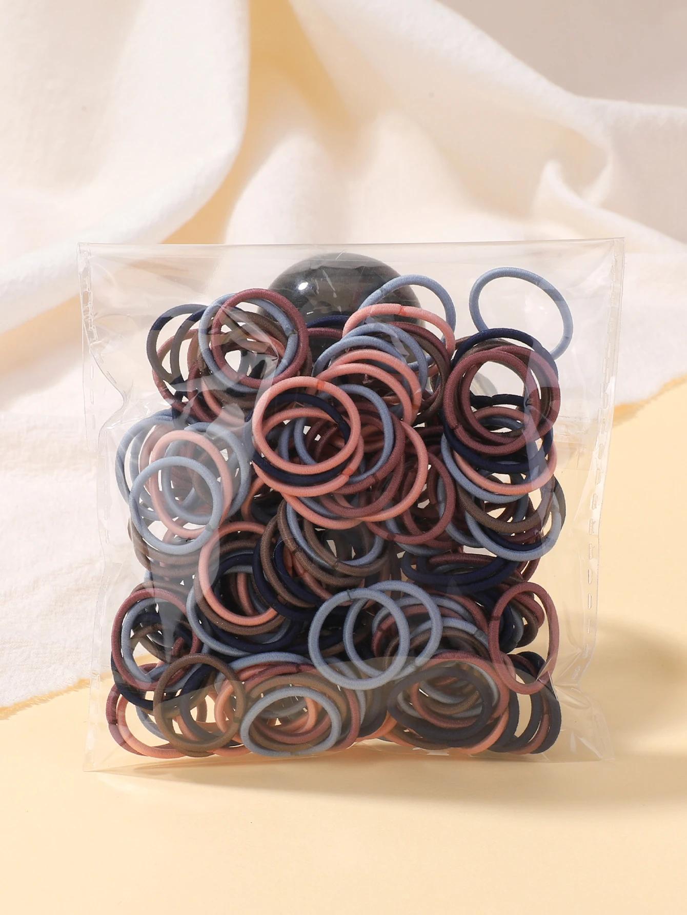 Lot de 100 élastiques à cheveux de 2cm, bandes colorées en caoutchouc et nylon, accessoires pour che