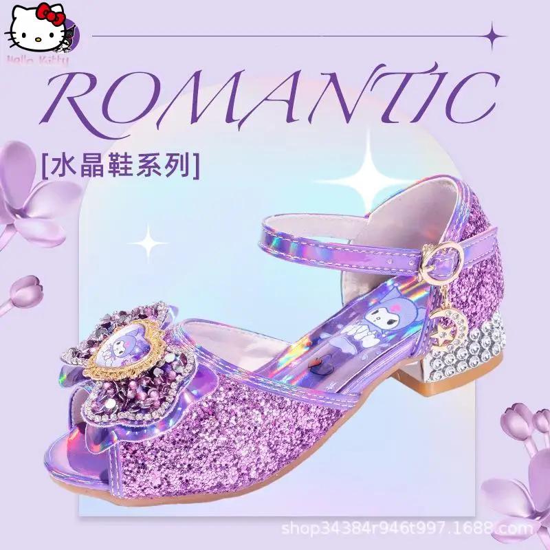 Chaussures de princesse pour filles, style anime, été, nouvelles chaussures à talons hauts en crista