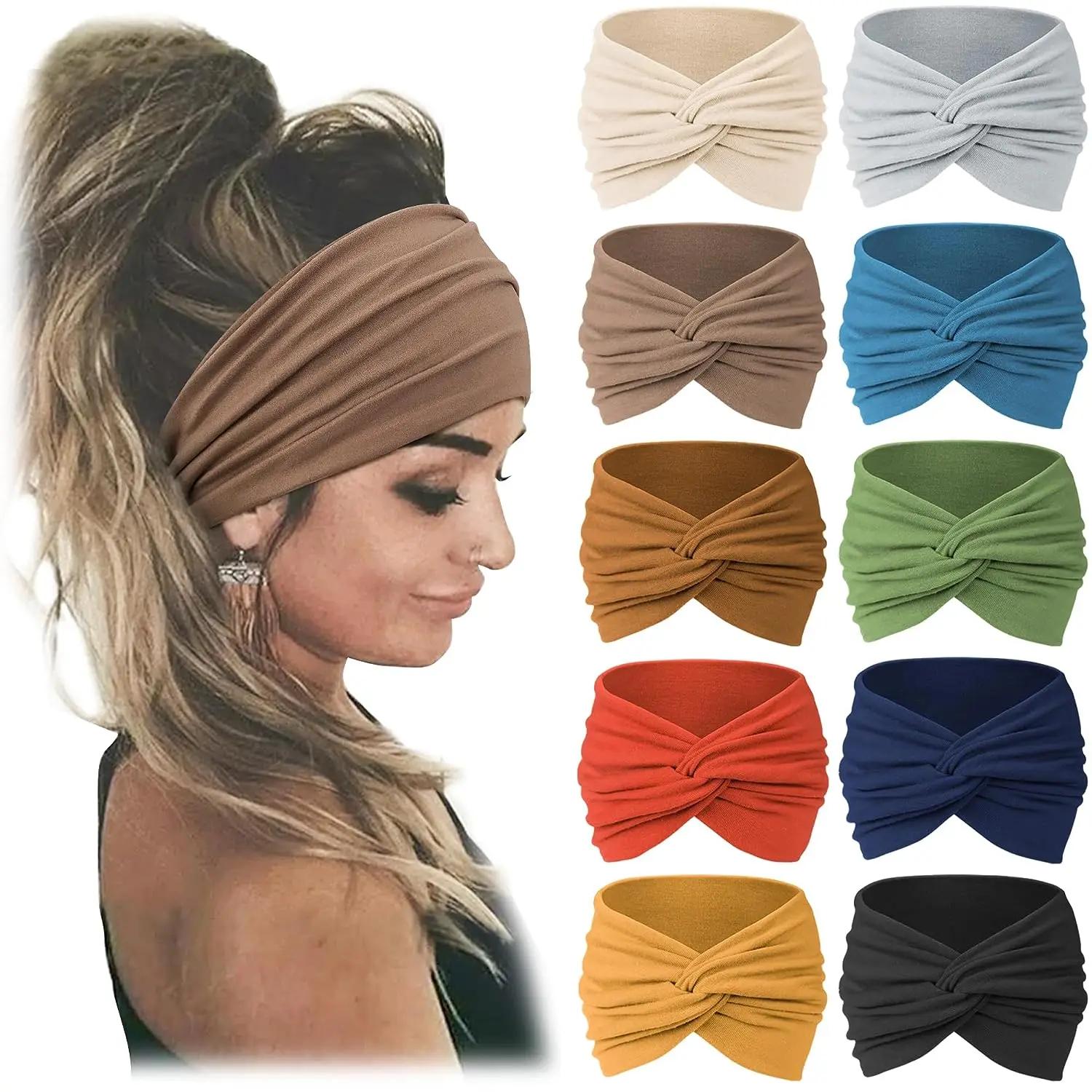 Bandeau de sport bohème européen et américain pour femmes, large, élastique, accessoires pour cheveu