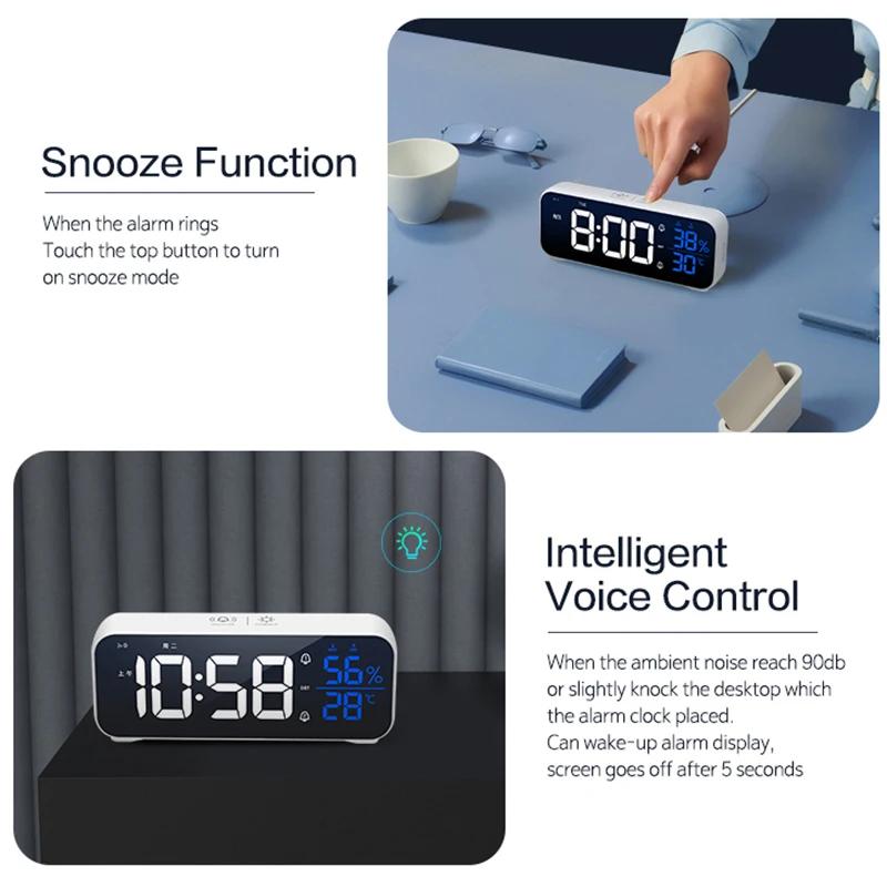 Réveil numérique de Table, horloge électronique avec température, humidité, jour de la semaine et do