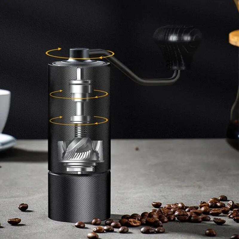 Manuel Moulin À Café CNC En Acier Inoxydable Professionnel Double Roulement Réglable Main Broyage De