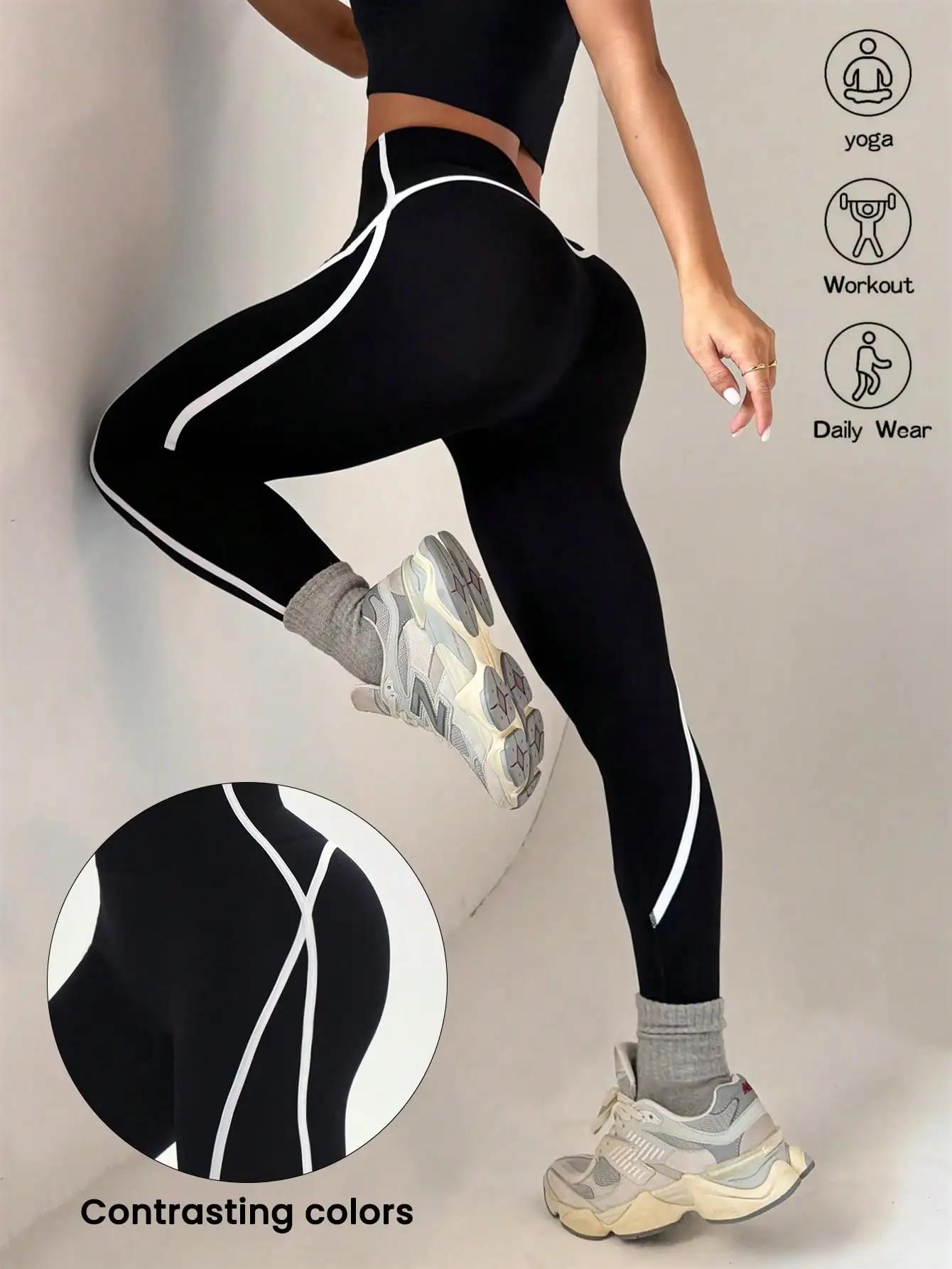 Pantalons de yoga rayés pour femmes, pantalons de sport d'extérieur à séchage rapide, pantalons de y