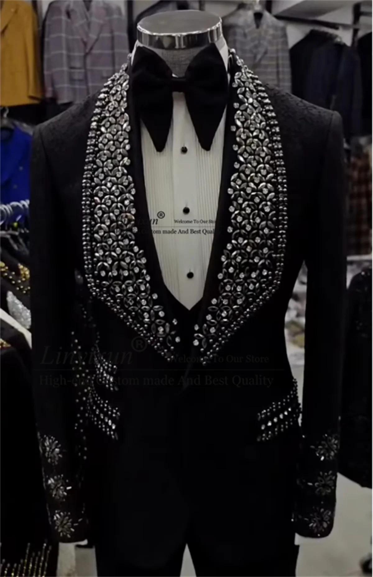 Magnifiques ensembles de costumes pour hommes 3 pièces, ornements de bijouterie, blazer de marié per