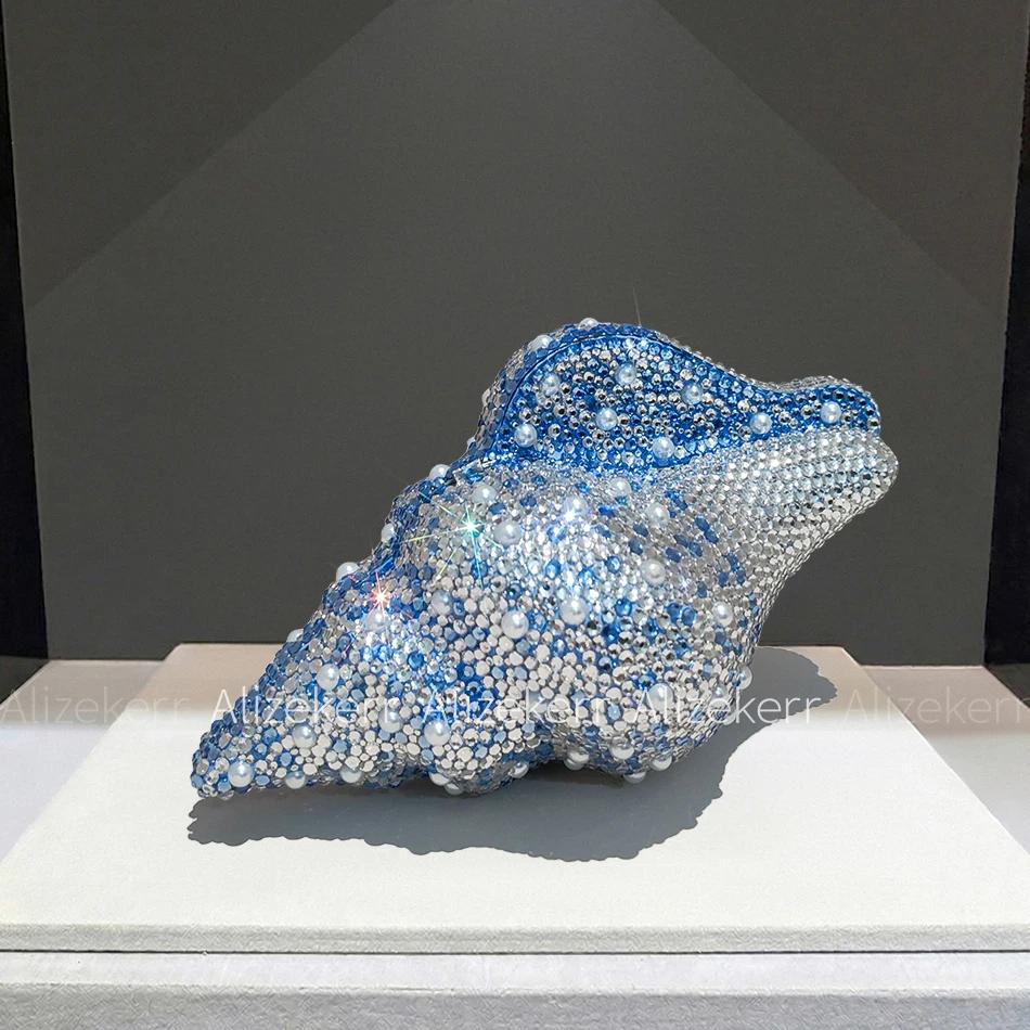 Sac de soirée Alizekerr 3D en forme de coquillage avec strass pour femme 2026 – Magnifique sac à mai