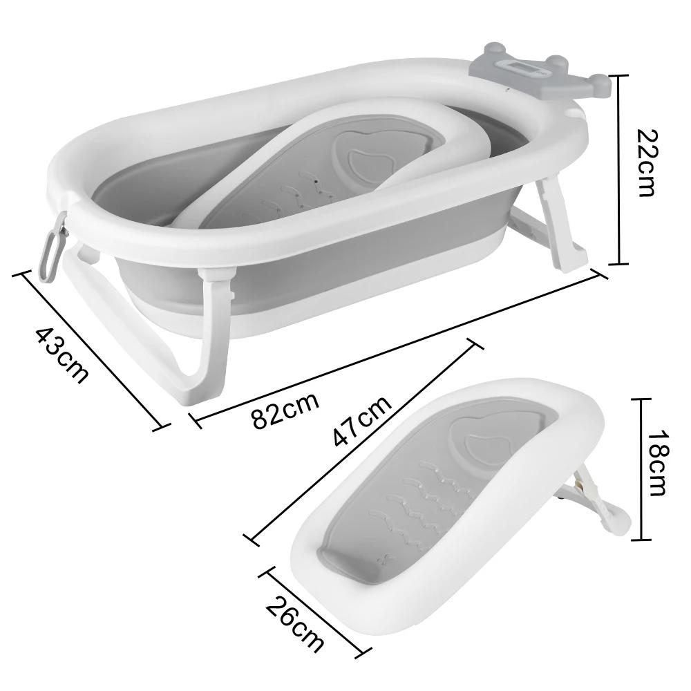 Baignoire Pliable Convient Aux Bébés de 0 à 36 Mois, Ergonomique et Peu Encombrante, avec Thermomètr