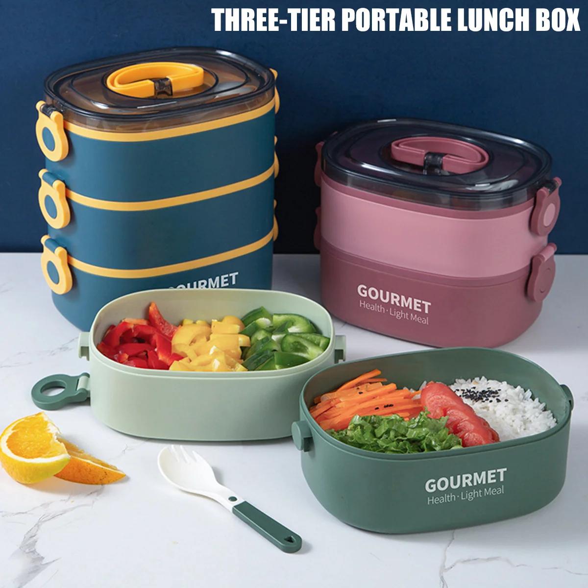 Boîte à déjeuner Portable à 3 couches de 2000ML, boîte à Bento étanche pour enfants étudiants, récip