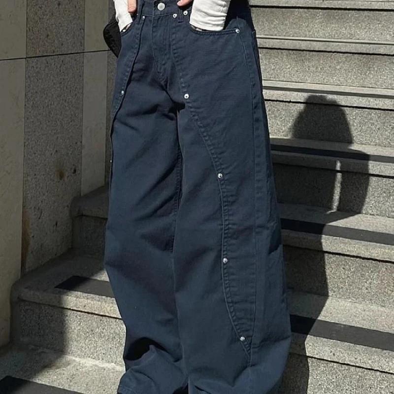 Jean pour femme Y2k, vêtements décontractés, coupe ample, pantalon à jambes larges, Style rétro amér