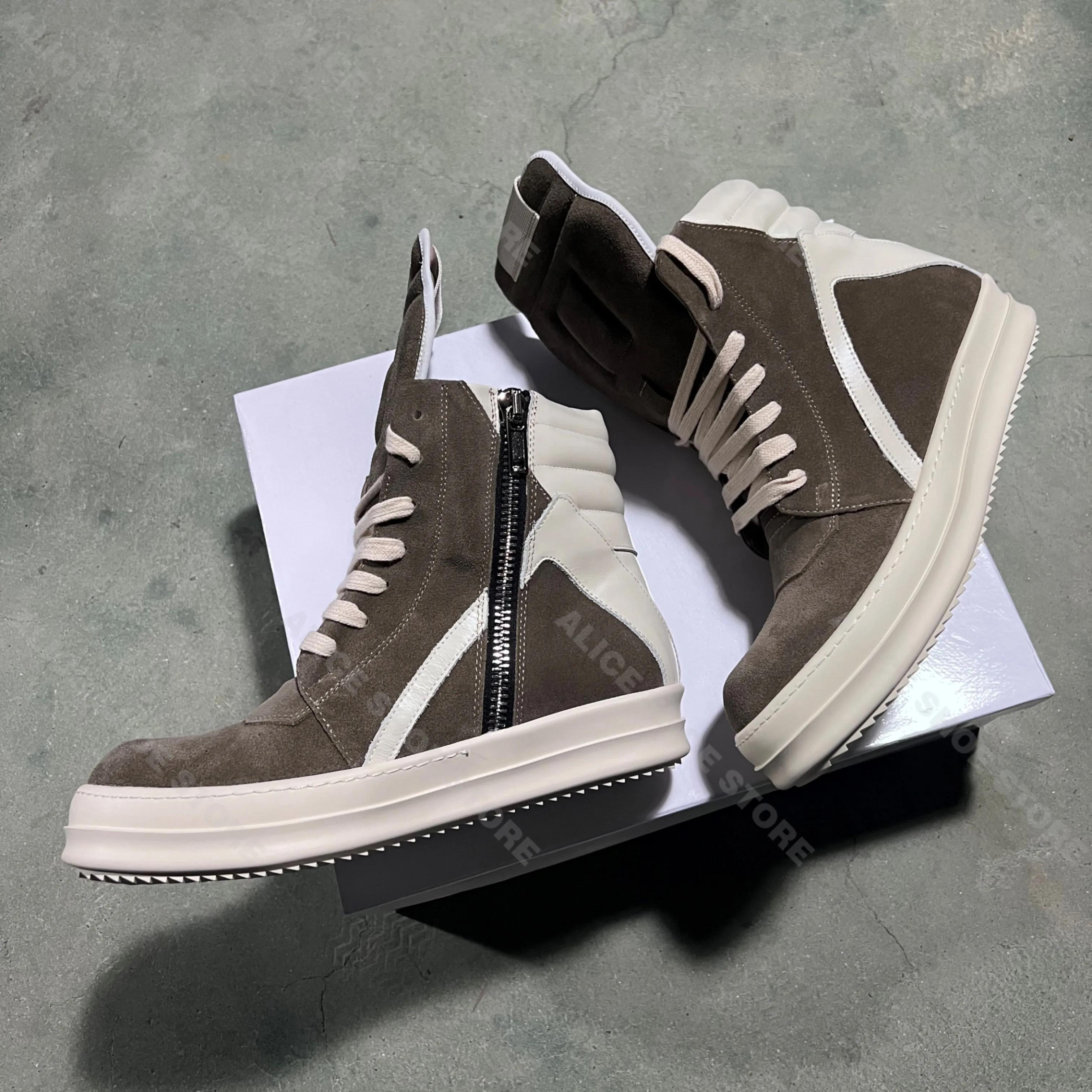Marque décontracté hommes chaussure haut femmes Sneaker qualité marron Geobasket vache daim fermetur