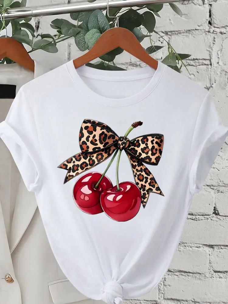 Mode cerise imprimé femmes T-Shirt à manches courtes col rond décontracté hauts pour l'été printemps