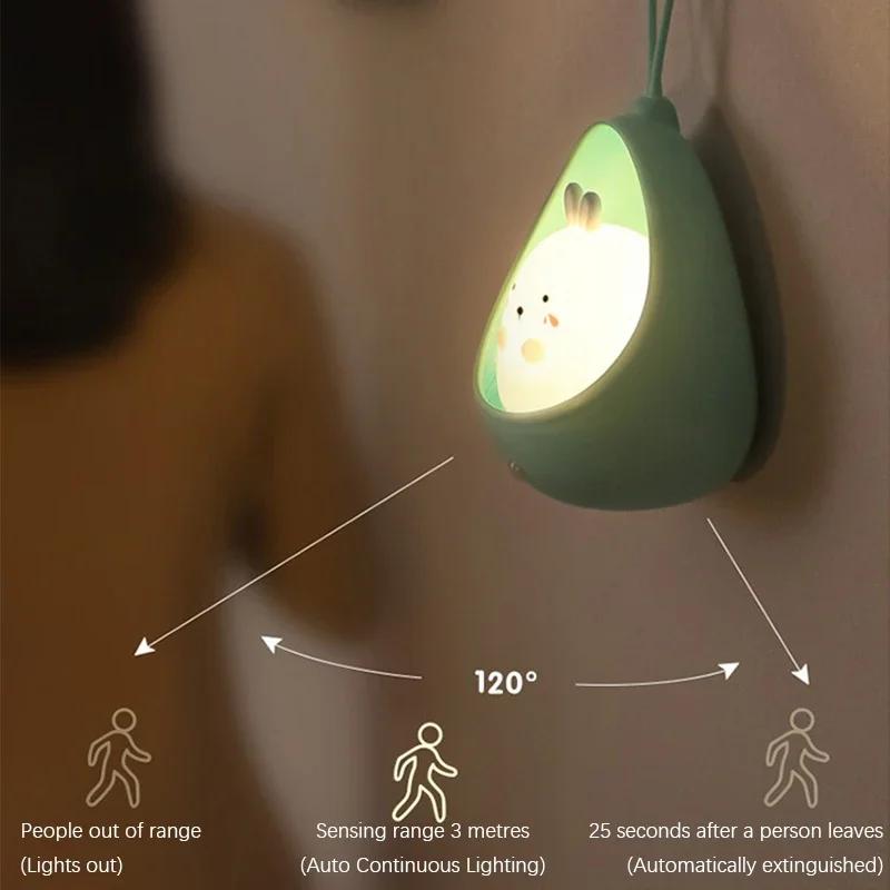Veilleuse LED à détection humaine intelligente, aste par USB, veilleuse, chambre à coucher, chevet, 