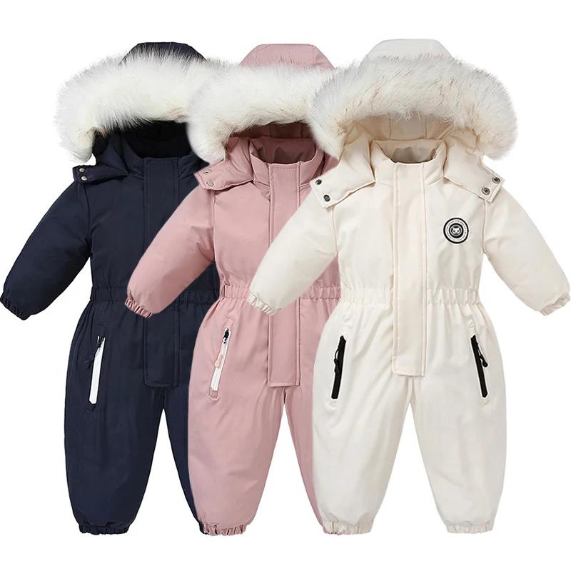 Combinaison de Ski chaude pour bébé, automne et hiver, salopette en velours pour garçons et filles, 