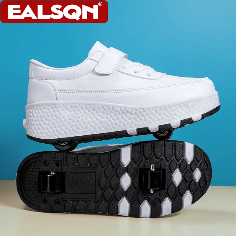 Chaussures de roller pour enfants, baskets à deux roues, chaussures de sport déformables à la mode p