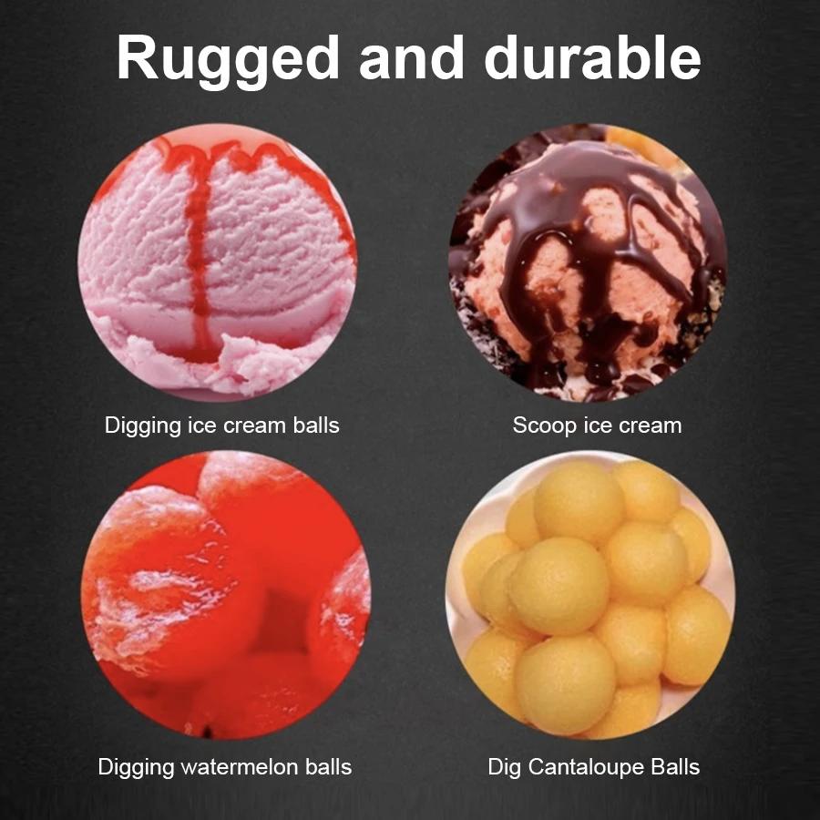 Cuillère à glace à double usage en acier inoxydable, cuillère à glace multifonctionnelle pour fruits