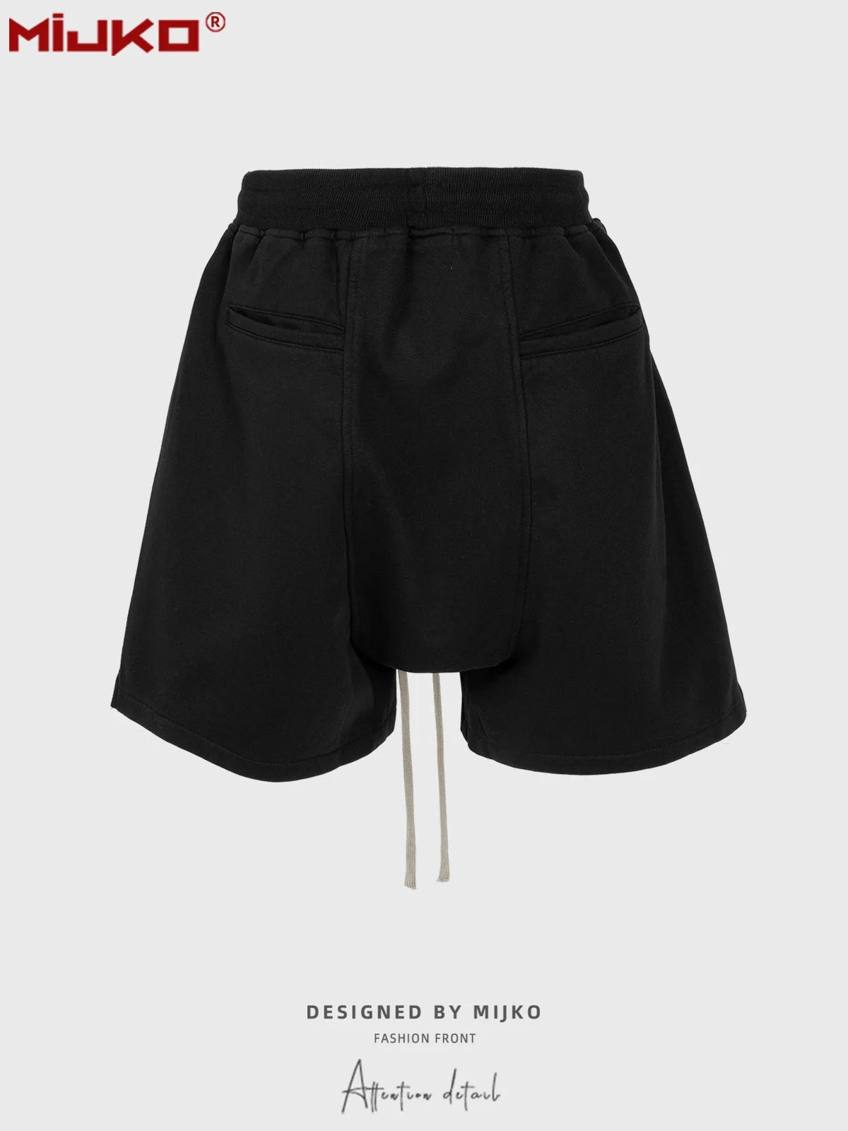 MIJKO – short noir gris foncé pour hommes, style Hip Hop, double fermeture éclair, Streetwear, panta