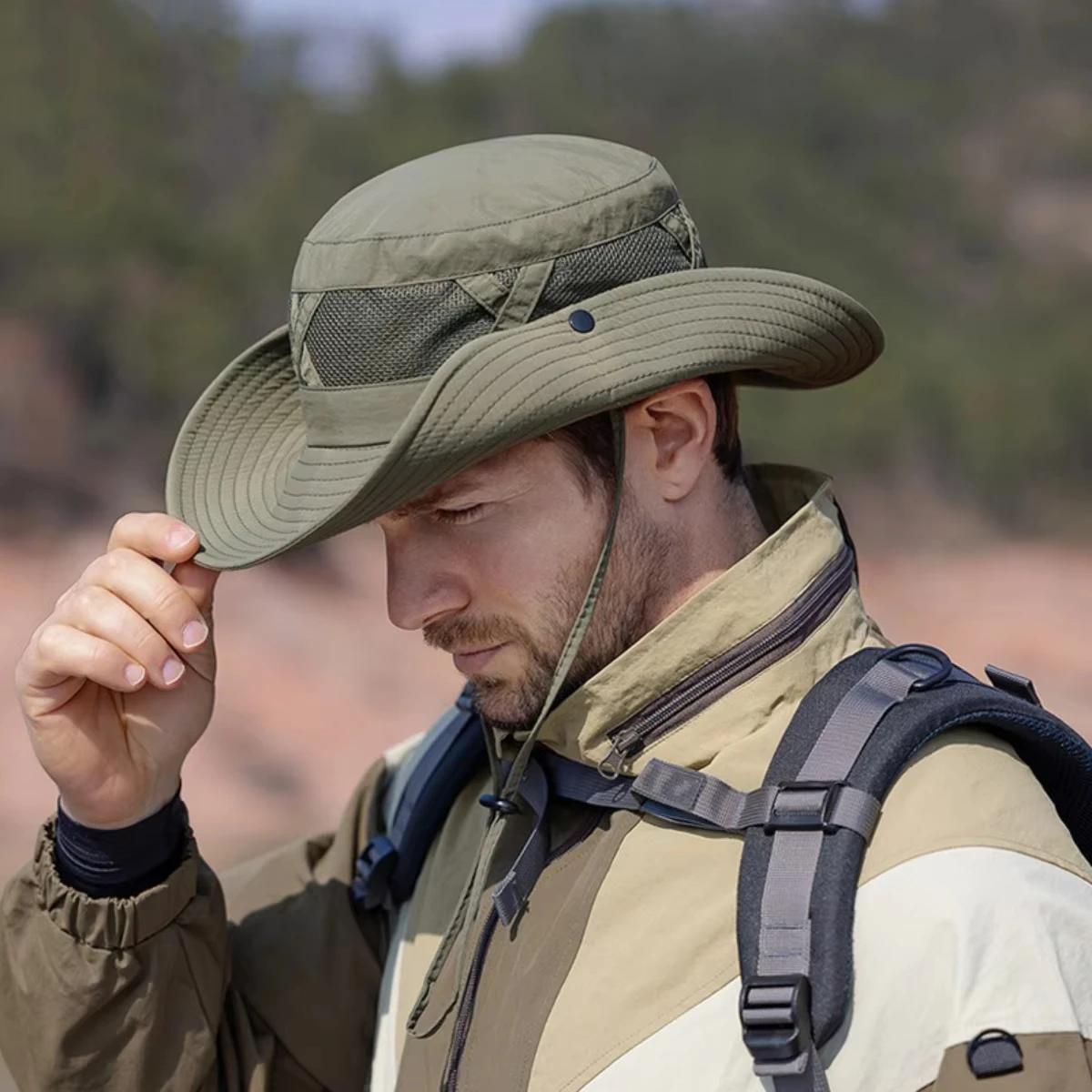 Chapeau de protection solaire pour hommes, chapeau de pêche d'alpinisme en plein air, grand avant-to
