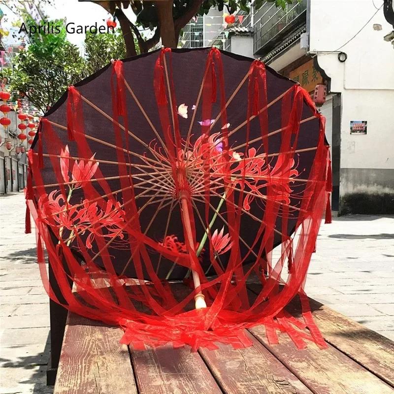 Parapluie en dentelle pour spectacle de danse chinoise, parapluie classique Hanfu en papier à l'huil
