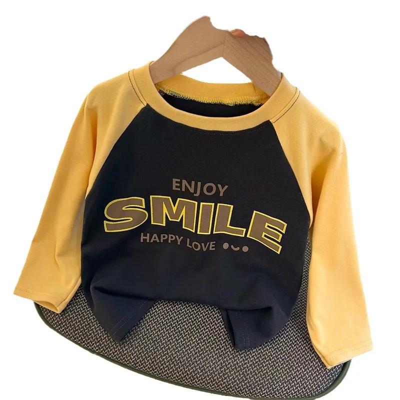 T-shirt à manches longues pour filles et garçons, chemise de Base avec lettres, vêtements pour enfan