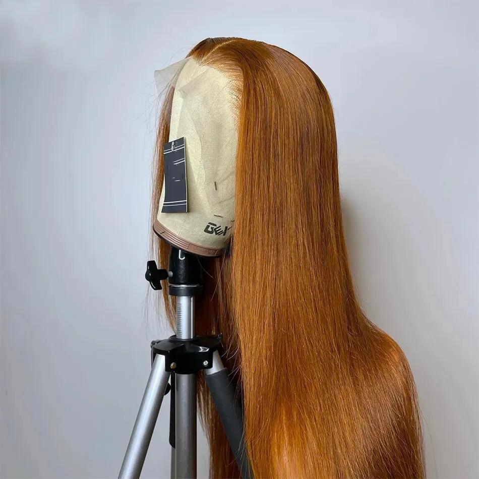 Perruque Lace Front Wig naturelle brésilienne, cheveux lisses, couleur blond vidéo HD, 13x6, pour fe