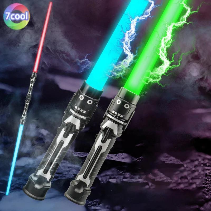 Épée lumineuse colorée, jouets Laser, sabre Laser rouge et bleu, Double sabre télescopique, musique 