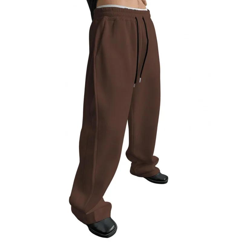 Pantalon de survêtement pour hommes, cordon de serrage, jambe droite, jambes larges, coupe ample ave