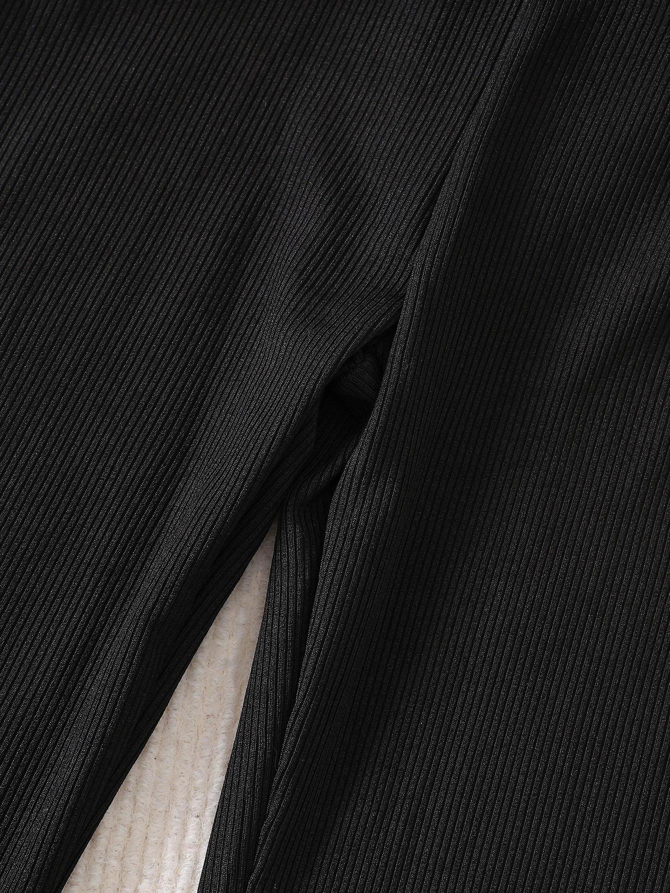 Pantalon évasé pour filles avec dentelle, 3-10 ans, en tissu côtelé confortable, printemps-automne, 