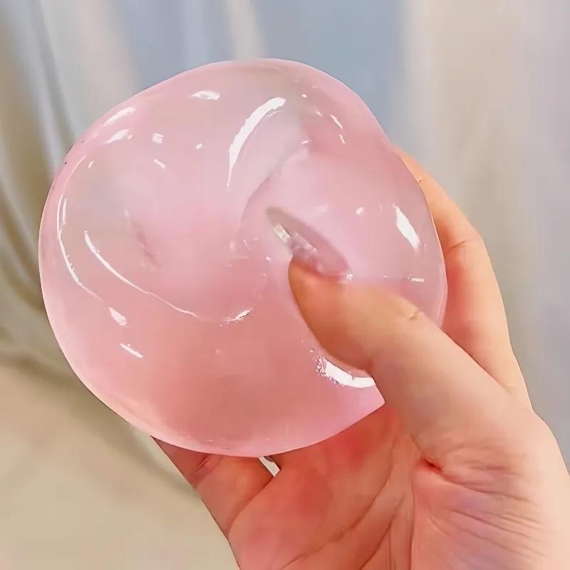 Jouets spongieux en maltose rose Mochi, jouet sensoriel Anti-Stress, doux, simulé, Transparent, joue